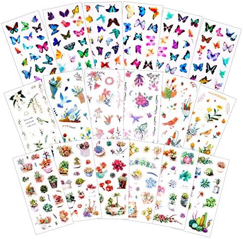 Набор от стикери MEIEST с акварельными птици и цветя (18 листа) - Декоративни стикери за scrapbooking, детски занаяти собствените