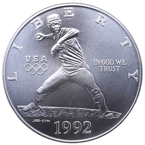 1992 D Олимпийски Бейзболен Незабравим Сребърен долар за 1 щатски долар, Блестящи, Без да се прибягва, Монетен двор на САЩ
