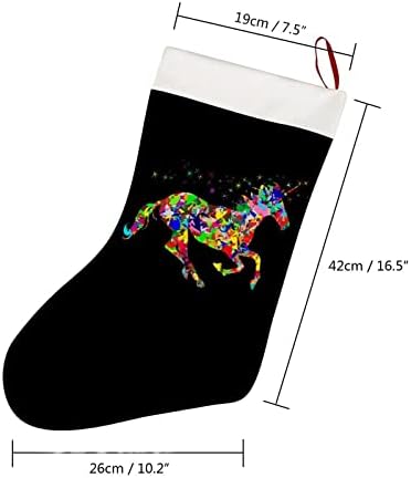 Цветна Еднорог Дъгата Коледни Чорапи Къси Плюшени Коледни Чорапи Подвесное Украса за Коледната Елха Украса на Камината 26x42 см