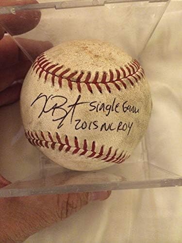 Крис Брайънт Подписа сингъл 2015 г. - 2015 г. Nl Roy - рядък хит -mlb Holo - Бейзболни топки с автографи на MLB