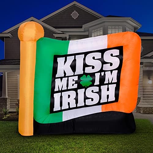 Holidayana 6 фута Надуваем на Деня на Св. Патрик, надуваем Целуни ме, аз съм ирландското знаме -Украса за парти в чест на Деня на Свети