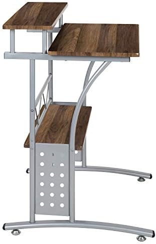 Компютърна маса Flash Furniture Clifton от Орехово дърво в Селски стил с Горните и Долните Рафтове За съхранение