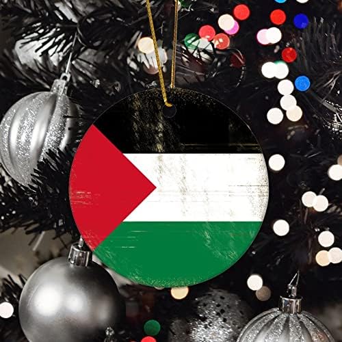 Палестинският Флаг Керамичен Коледен Орнамент Национален Ден на Коледна Украса 3 инча Висящи Украшения Реколта Коледно Дърво