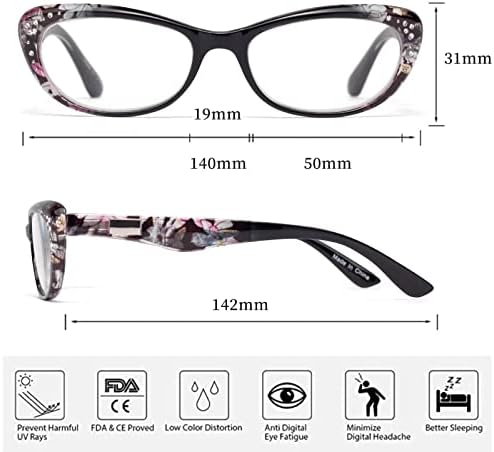 Очила за четене Cateye за жени 3,0, компютърни ридеры на пролетта панти, 300 парчета, на едро -3 опаковка