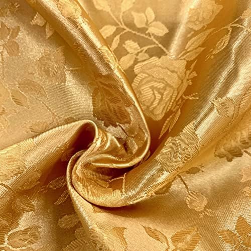 Kayla тъмно златна полиестерна жаккардовая плат с цветен модел от брокат и сатен by The Yard - 10004