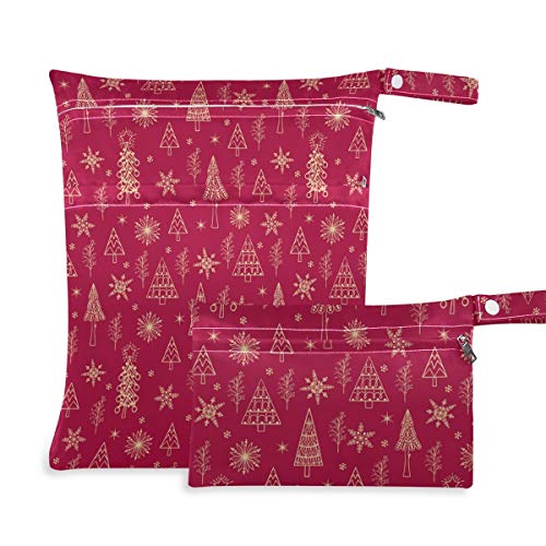 KEEPREAL Весела Коледа Elements -B 2 бр. непромокаеми мокри чанти за памперси, мокри торби с голям капацитет, пера, многократно за мокри