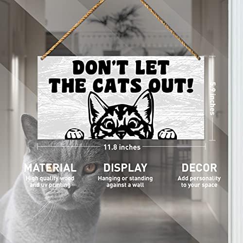 Котешки Знак за входната врата, Не Изпускайте котки, една Котка Затваря Врата, Вратата е Знак за домашен интериор на Верандата, Котешки