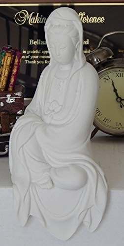 Bellaa 22654 Статуя Клан Ин Дама Буда, Куан Гуаньинь Богинята на Милосърдието Скулптура Кваньинь Статуетка на Заседание Медитирующая