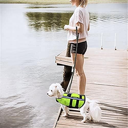 Спасителна Жилетка за кучета, Спасителна Жилетка, Защитен Бански, Предпазител със Светлоотразителни Ивици / Регулируем Колан, Плаващ Бански костюм за Кучета, Зелен