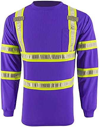 Светлоотразителни Работни Ризи с Висока Видимост, Тениски с Дълъг Ръкав, Джобове и Светоотражающей лента PVC за Мъже и Жени