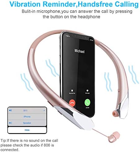 Bluetooth Слушалка Прибиращи Слушалки Безжични Слушалки с Шейным Ръб Спортни стерео слушалки с Микрофон с Шумопотискане
