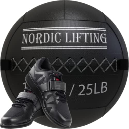Nordic Lifting Wall Ball 25 килограма в комплект с обувки Megin Размер 12 - Черен