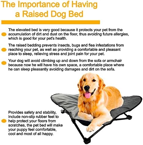Повдигнати легло за кучета в стомана рамка, сгъваема, лесно Преносима, моющаяся и дишаща, Стол-хамак за кучета от средни и малки размери,