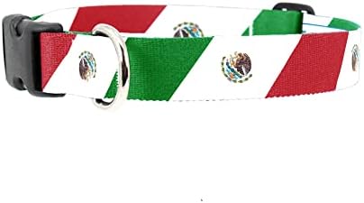 Нашийник за кучета с мексиканския флаг Buttonsmith - Линялая печат, тока военен пробата, Избор от размери 6, Произведено в САЩ