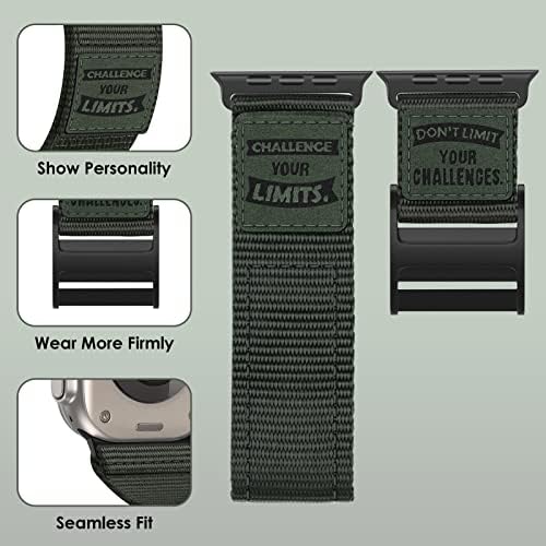Мъжки найлонов ремък, който е съвместим с Apple Watch Ultra Band 49 мм 45 мм 44 мм 42 мм, Здрав спортен лента велкро, Стилни Регулируеми