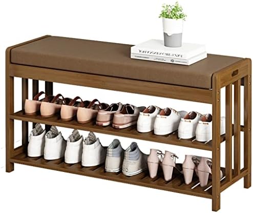 FIFOR 2-нива Бамбук а обувките стойка за съхранение на обувки, а обувките Пейка с Тапицирана седалка с възглавница за вътрешния Коридор