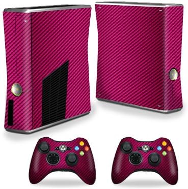 Корица MightySkins, съвместима с конзола на X-Box 360 Xbox 360 S - Розово въглеродни влакна | Защитно, здрава и уникална Vinyl