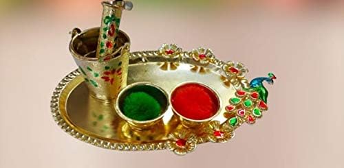 Златното Ведерко Тали и Пластмасова купа Пичкари - Комбиниран комплект за празнуване Ладду в gopala Джи Холи | Кришна | фестивала Канаджи Холи от Indian Collectible