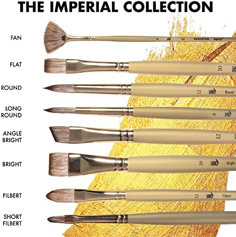 Принстън художник Brush Co. Imperial 6600 Series - Четка от Синтетични Мангуста - Кръгла Четка с дълга дръжка на 12-Ти размер - Единично четка за акрил и маслени бои