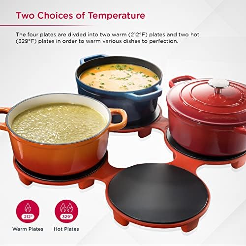 Тава за подгряване на продукти HotMat Classic - Сгъване с силикон и контролирана температура - Компактна Кръгла чиния за подгряване на храна за домашни вечери, партита и к?