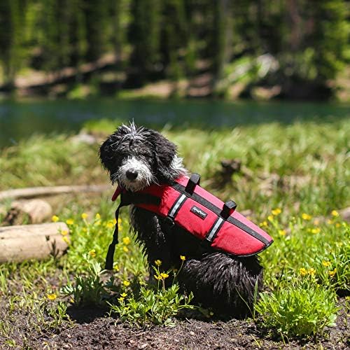 ZippyPaws - Спасителна жилетка за Приключенията на кучета - за каране на лодка, гмуркане, басейни - Червен
