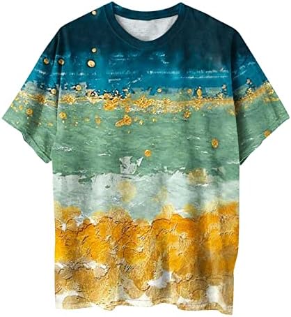 Модерна Лятна Тениска за жени 2023, Ежедневна Блуза с кръгло деколте и Принтом, Тениска с Къс ръкав, Блузи Летни