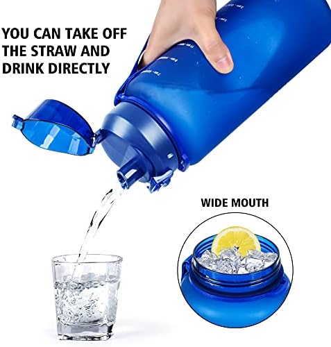 Голяма мотивационна бутилка за вода ABYON обем 1 галон с дръжка от паракорда и подвижни соломинкой - Запечатана стомна за вода, която не съдържа BPA, с маркировка на врем