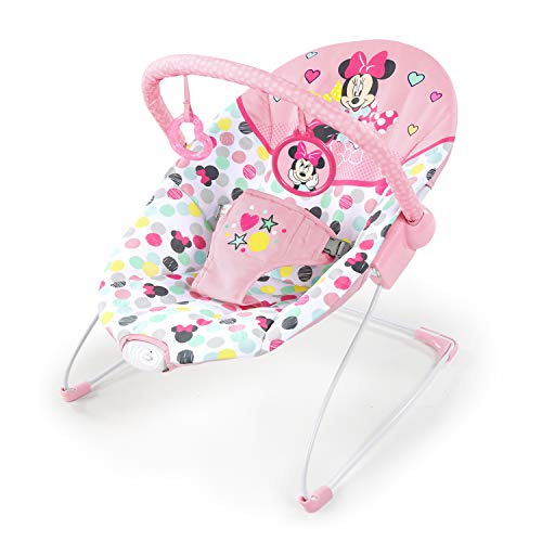 Детско надувное стол Disney Baby MINNIE MOUSE с успокояваща вибрация, Плюшевое Детско столче за кола с Подвижни перекладиной за