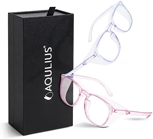 Комплект Aqulius - 2 опаковки Стилни защитни очила, Очила срещу замъгляване, устойчиви на надраскване Защитни очила за жени, Синя