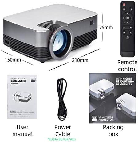 LDCHNH Q6S видео проектор за домашно кино Full 1080P С поддръжка на Airplay Android 10 TV Box Допълнителен видео проектор (Цвят: черен)