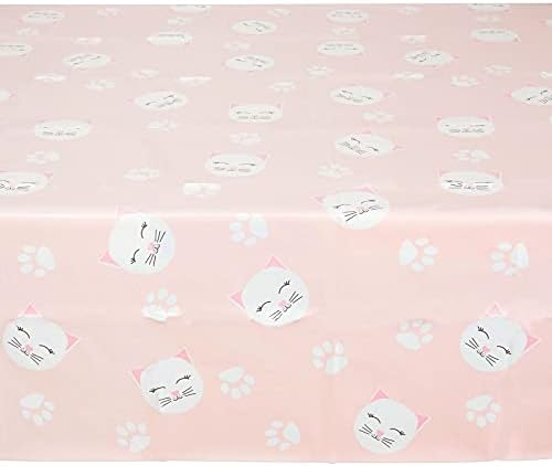 Покривка за партито с котешка тема Блясък и трепет, 3 опаковки, пластмасови украси за маса за рожден ден коте (розово, 54 x 108)