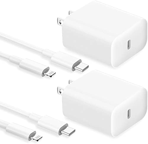 【Пфи Сертифициран】 Бързо Зарядно устройство за iPhone 2 бр 20 W PD USB C Стенно Зарядно Устройство с 6,6-футовым USB кабел C-L
