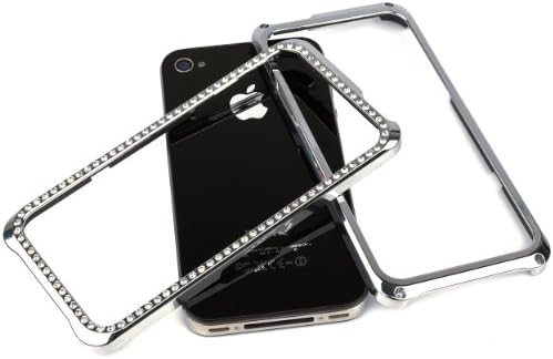 Хромирана Метална Диамантена калъф от 2 теми, Защелкивающийся Калъф за Apple iPhone 4 и 4s и здрава каишка за ръка