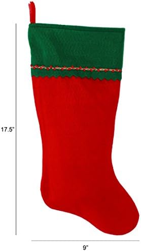 Първоначално Коледни Чорапи с бродирани мен Монограм, Зелено и Червено Фетр, Начален X