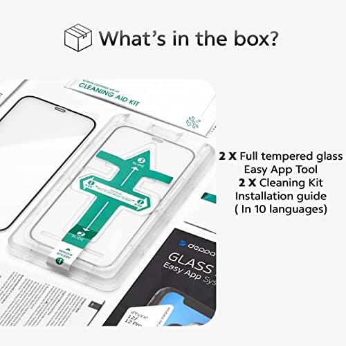 Deppa (2 опаковки със защитно фолио премиум-клас за Iphone 13 Mini (5.4 инча) от закалено стъкло 3D с пълно покритие и чекмедже комплект