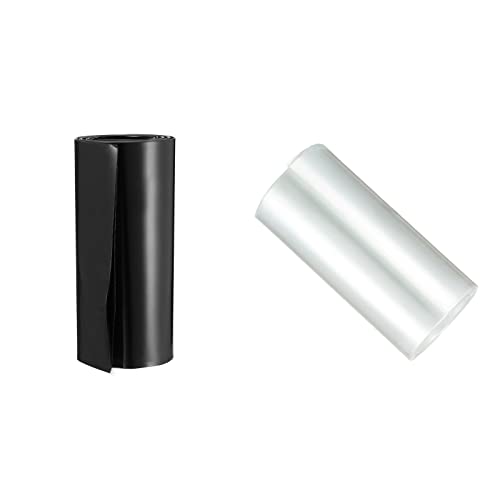 MECCANIXITY Battery Wrap PVC Свиване Тръба 85 мм Плоска 3,3 фута Черна и Прозрачна Добра Изолация за батерии 18650
