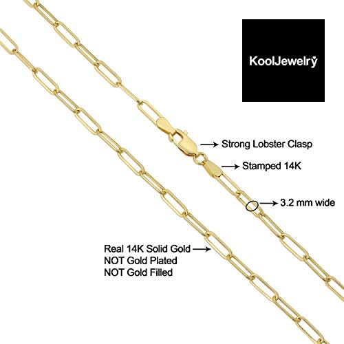 Колие Kooljewelry от жълто злато 14 Карата, с полирани веригата-капсула и кламер 3,2 мм (18, 20, 24, 30 или 36 инча)