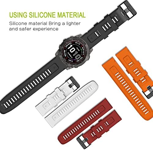 SAWIDEE 26-22 мм Силикон быстроразъемный каишка за часовник Garmin Fenix 6X 7X 5X 3HR Часовници Easyfit Гривна Каишка за часовник Fenix 7 6 5 (Цвят: бял, размер: 26 мм Спускане Mk2 MK1)