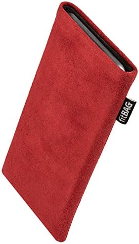 Класически червен калъф fitBAG, изработена по поръчка за Samsung Galaxy S8. Калъф от естествена алькантары с вградена подплата от