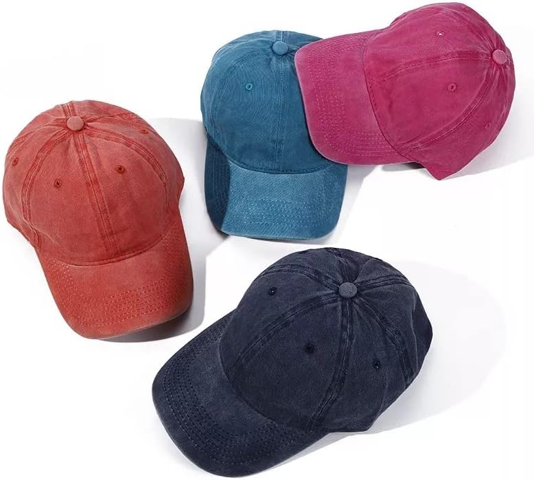 Однотонная Боядисана Промытая бейзболна шапка От Памук С регулируема Глава За Жени и Мъже