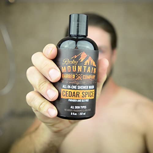 Универсално средство за измиване на тялото Rocky Mountain Barber Company Cedar Spice – Шампоан, препарат за измиване на тялото, Климатик, за измиване на лицето и на брадата си с етери?