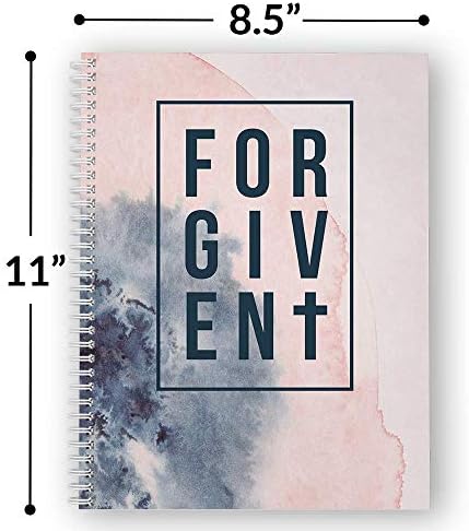 Записная книга / дневник на религиозна спирала softcover Forgiven 8.5 x 11 инча, 120 страници в линовке за колеж, здрава лъскава ламинирана