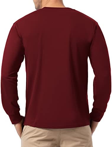 Мъжки t-shirt Henley от QUALFORT От памук с дълъг ръкав, Лека Тениска Henley
