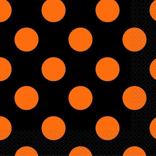 Уникални хартиени салфетки за напитки в грах | 5 x 5 | Черно-оранжево | 16 бр, 5 5, оранжево-черни