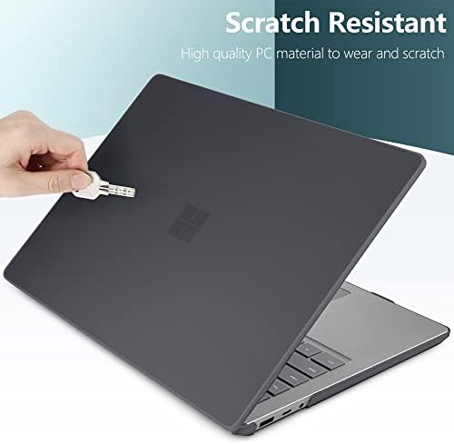 Калъф DONGKE е Съвместима САМО с 12,4-инчов лаптоп Microsoft Surface Go 2/1 с тъчскрийн Модел: 2013/1943 2022 2020, пластмасов твърд калъф с клавиатура и защитно фолио за екрана, матово черн?