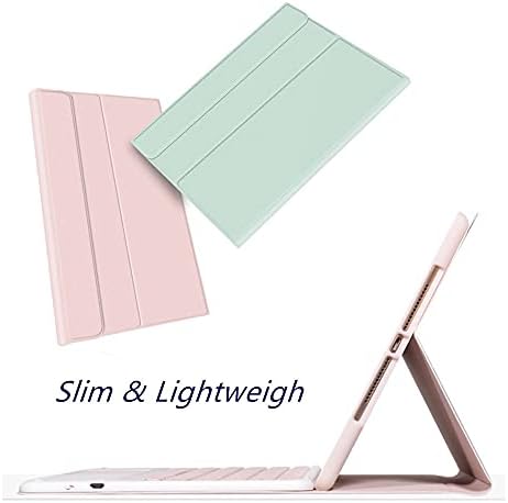 Калъф-клавиатура и мишка CHAINORA за iPad на 10-то поколение (10,9 инча, 2022), 7 цвята, Тънка Корица-фолио с подсветка, Свалящ се Bluetooth клавиатура с държач за моливи (розов)