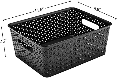 Пластмасова Кошница за съхранение на Aebeky, Органайзер за Кошници със Средна плътност, 4 опаковки (черен)