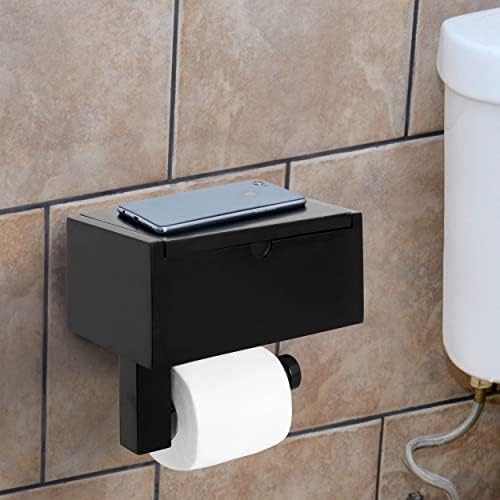 Дървен държач за тоалетна хартия VASGOR Монтиране на стена с рафтове, Диспенсером за смываемых кърпички и място за съхранение в банята