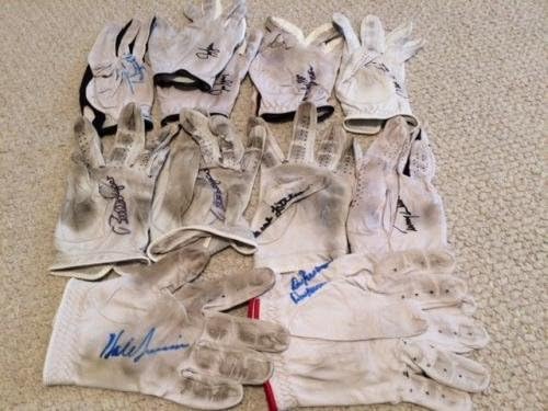 Лот от 24 Използваните ръкавици за голф с автограф от ръката на + 10 Бонус Ръкавици 34 Total stefan lalinski+ Ръкавици MLB с автограф на lehman