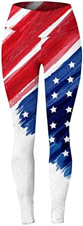 Американски Флаг Патриотични Гамаши За Жени С Контрол на Корема Флаг на САЩ Тънък Панталон-Молив За Упражнения, Компресия Спортни